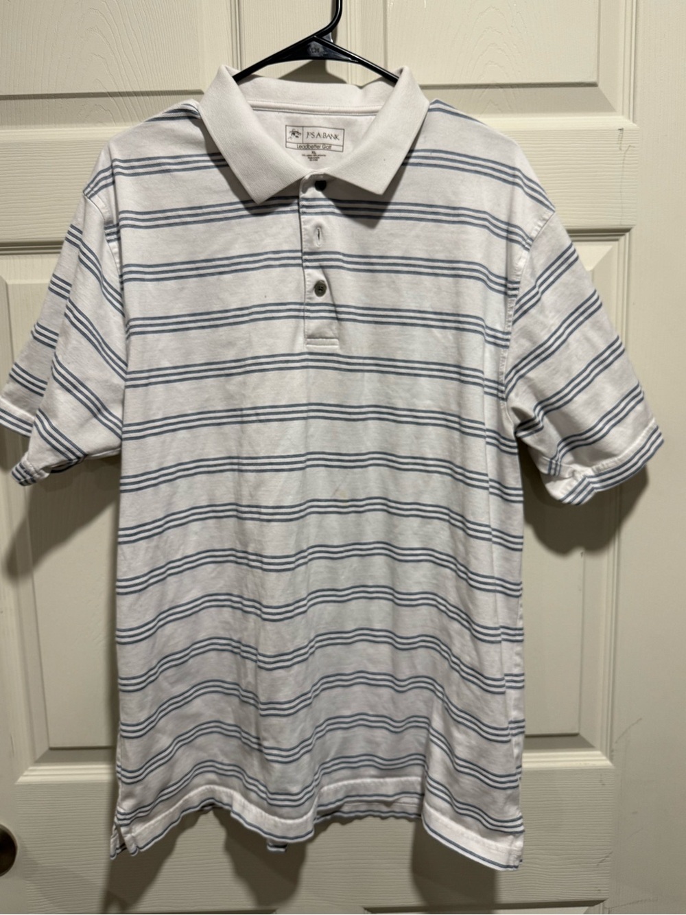Jos. A. Bank White Polo with Blue Stripes